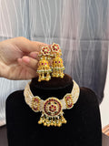 Stunning Pachi kundan choker set with jhumke