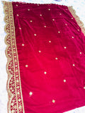 Maroon golden handwork velvet shawl/dupatta
