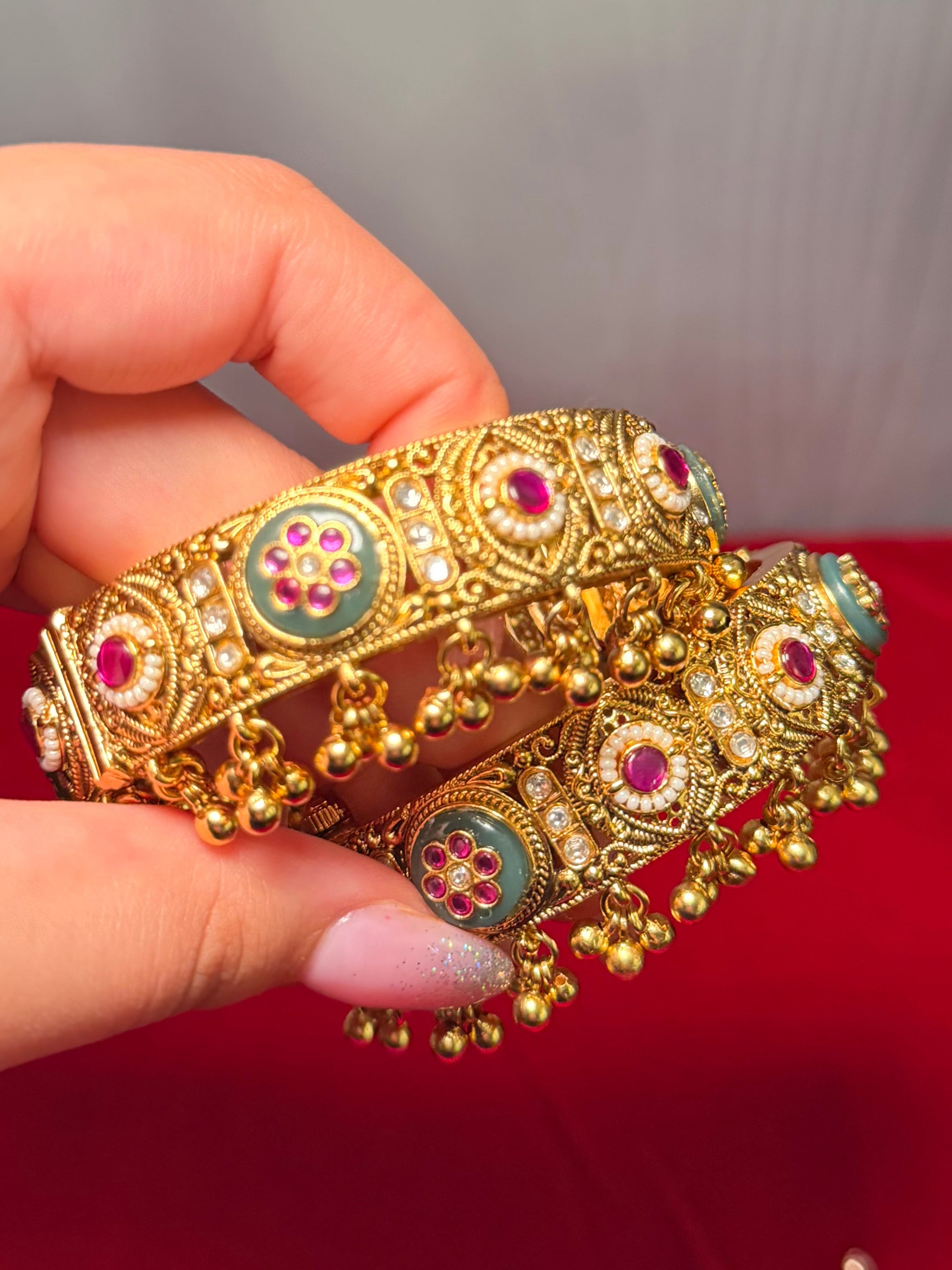 Traditional Gold plated kashmiri kangan/kada with multi designs
