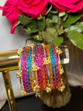 Dark multicolor kashmiri glass bangles