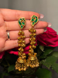 Long golden ghungru jhumke