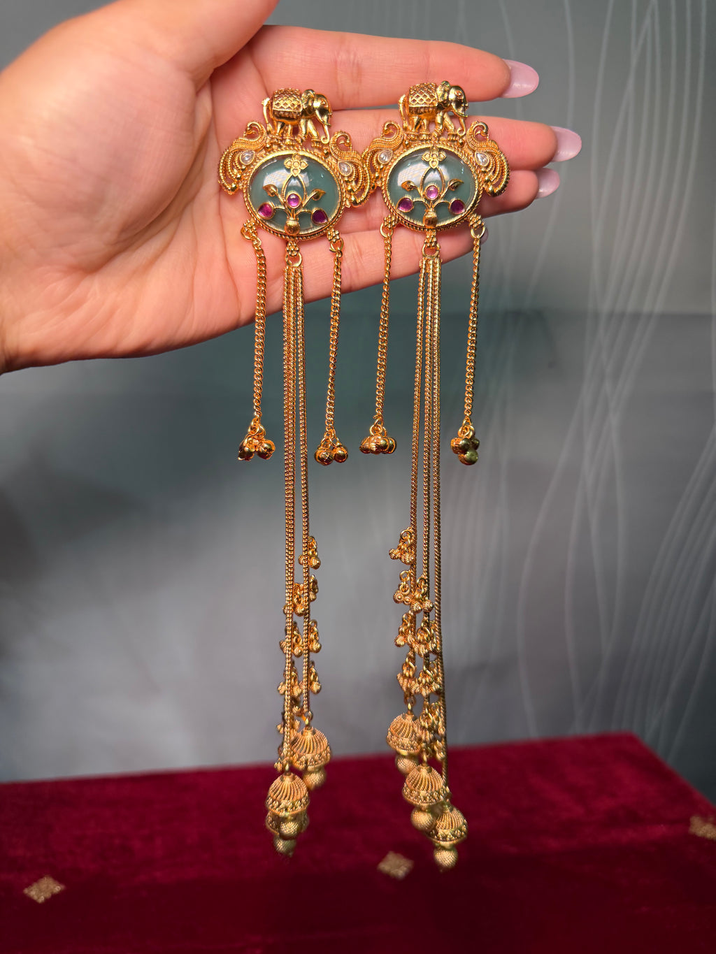 Gold plated kashmiri earrings