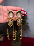 Gold plated emerald green kashmiri earrings with jhumke