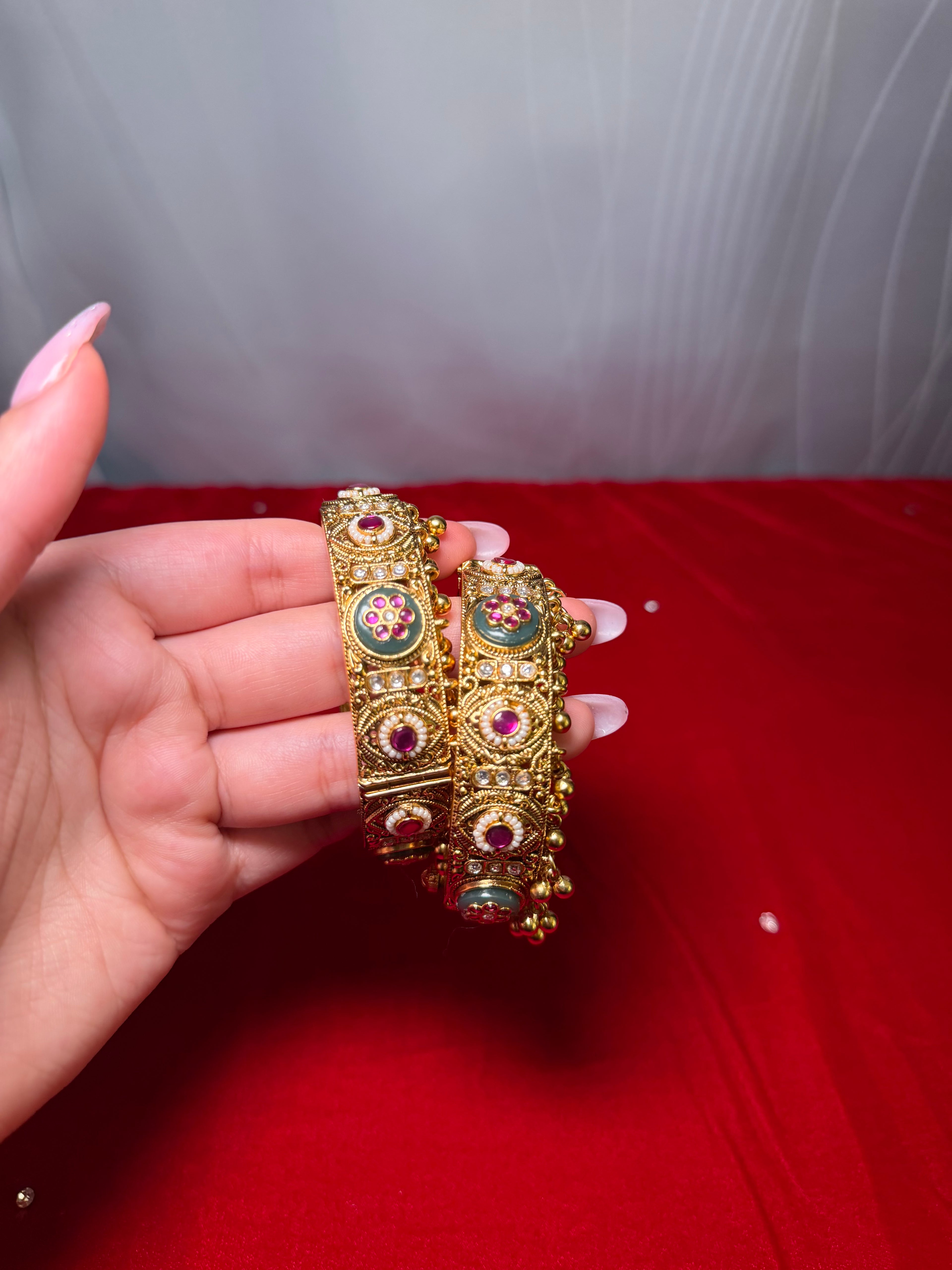 Traditional Gold plated kashmiri kangan/kada with multi designs