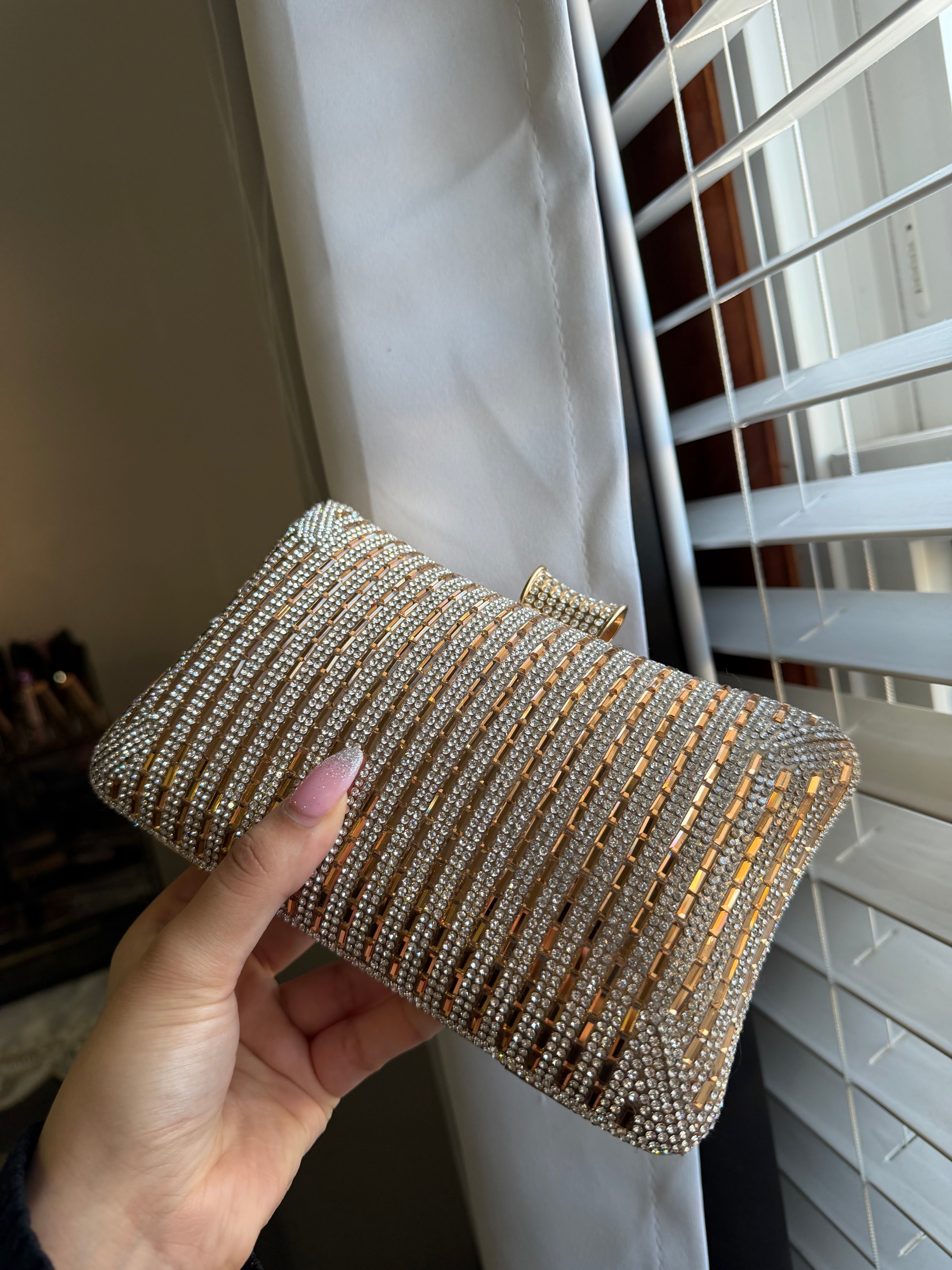 Golden shiny stone clutch bridal/non-bridal ✨