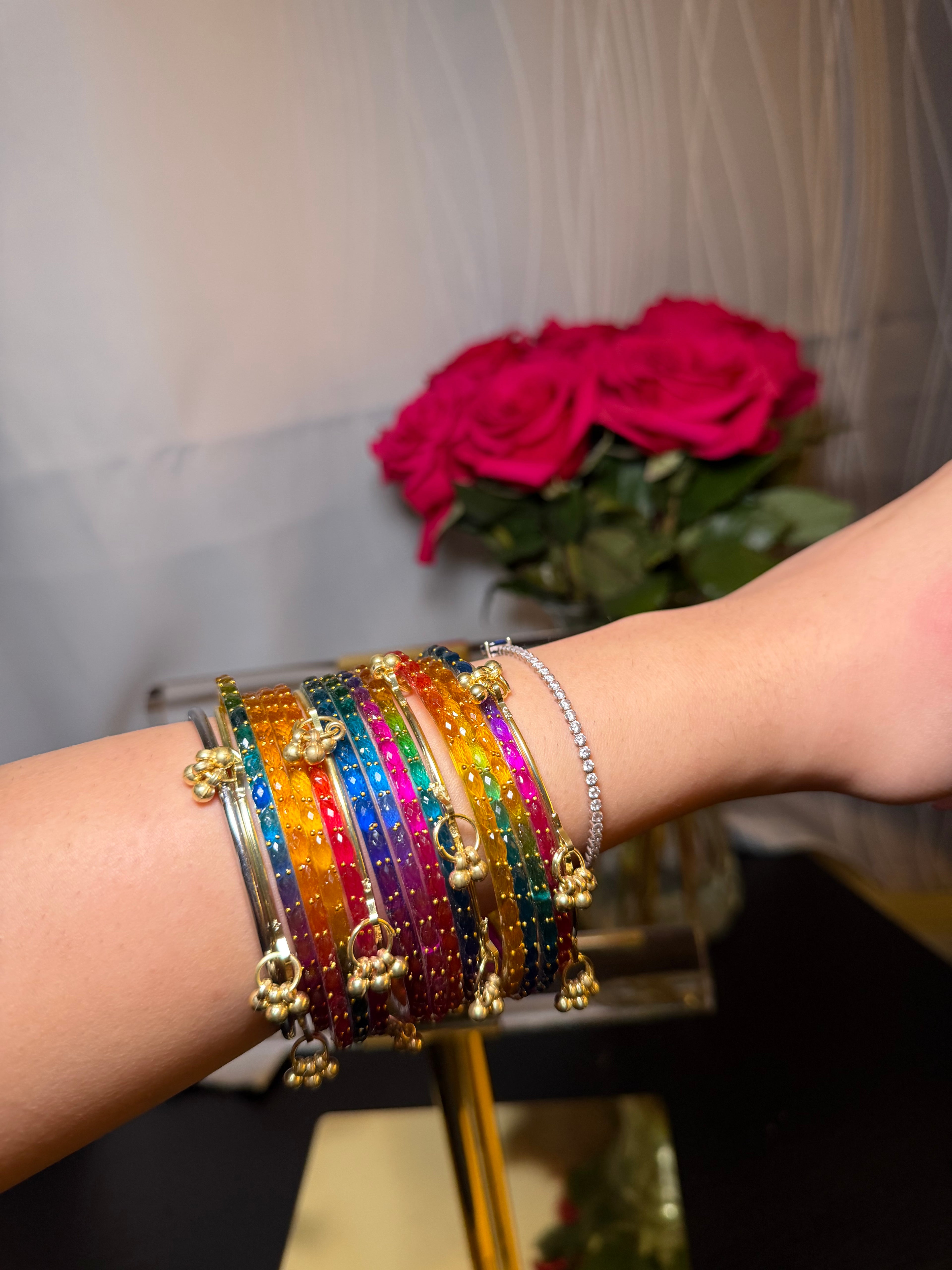 Dark multicolor kashmiri glass bangles