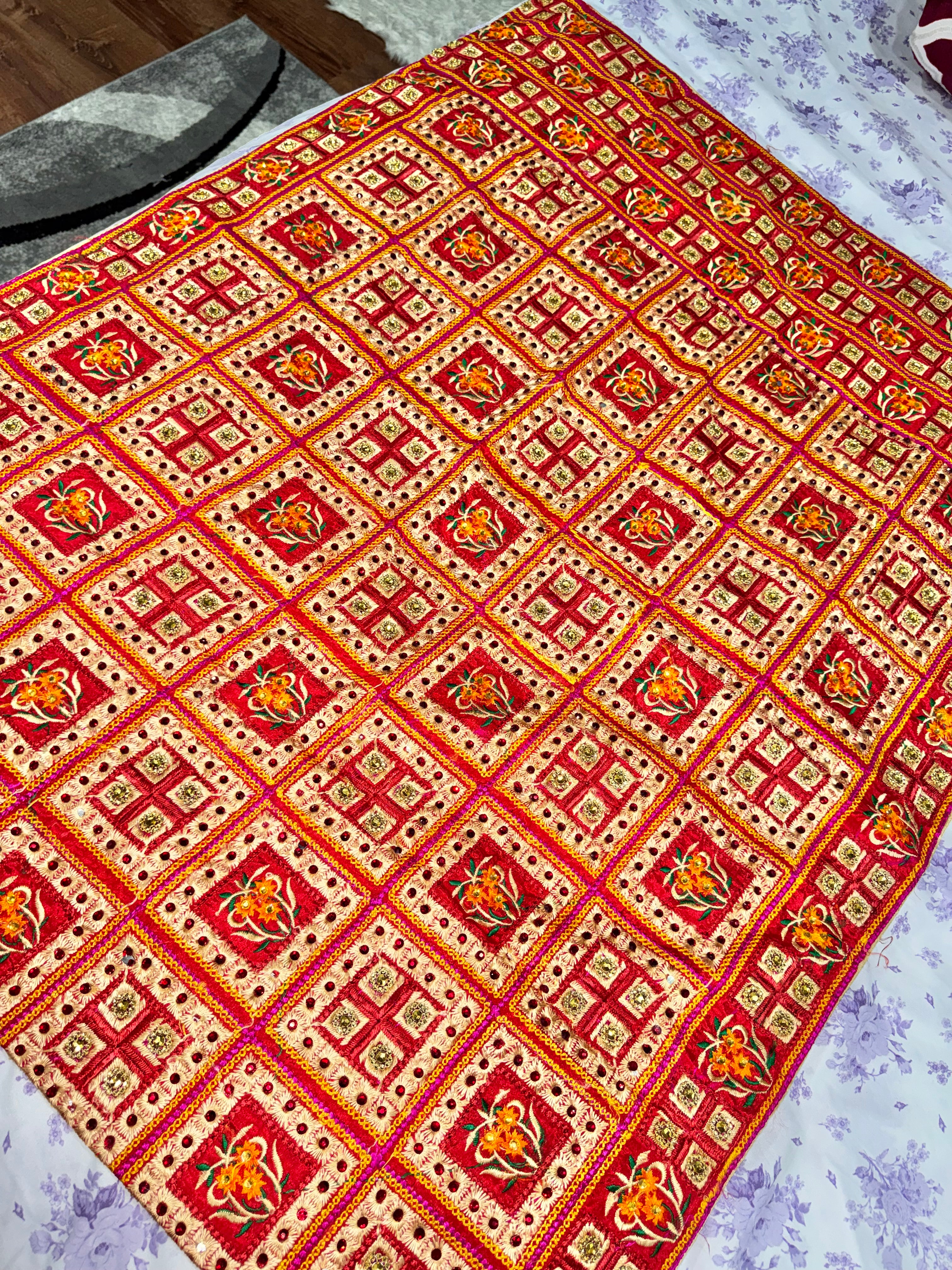 Heavy sheesha jaggo phulkari with stones