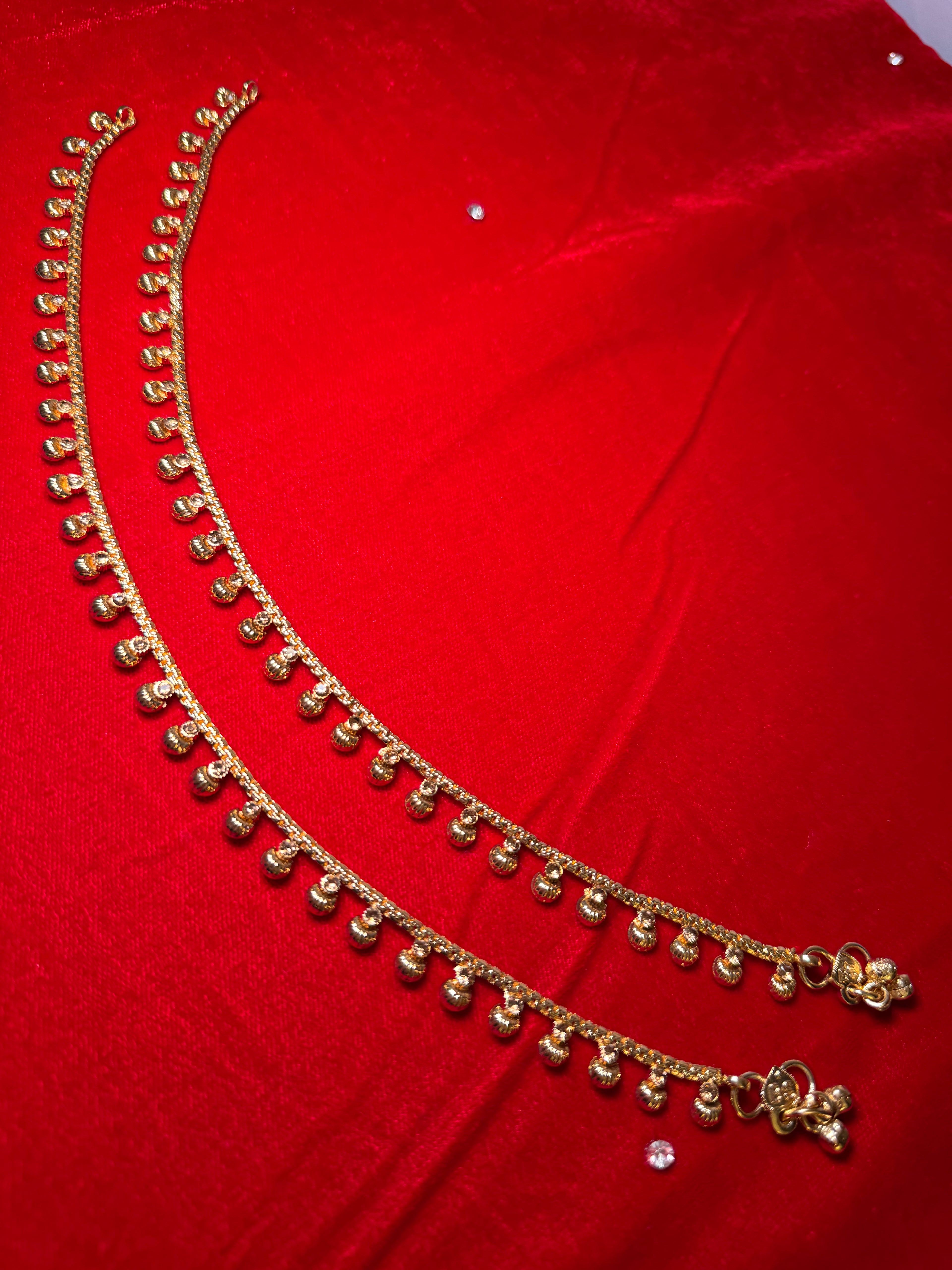 Gold plated jhanjara anklet pair lightweight & elegant