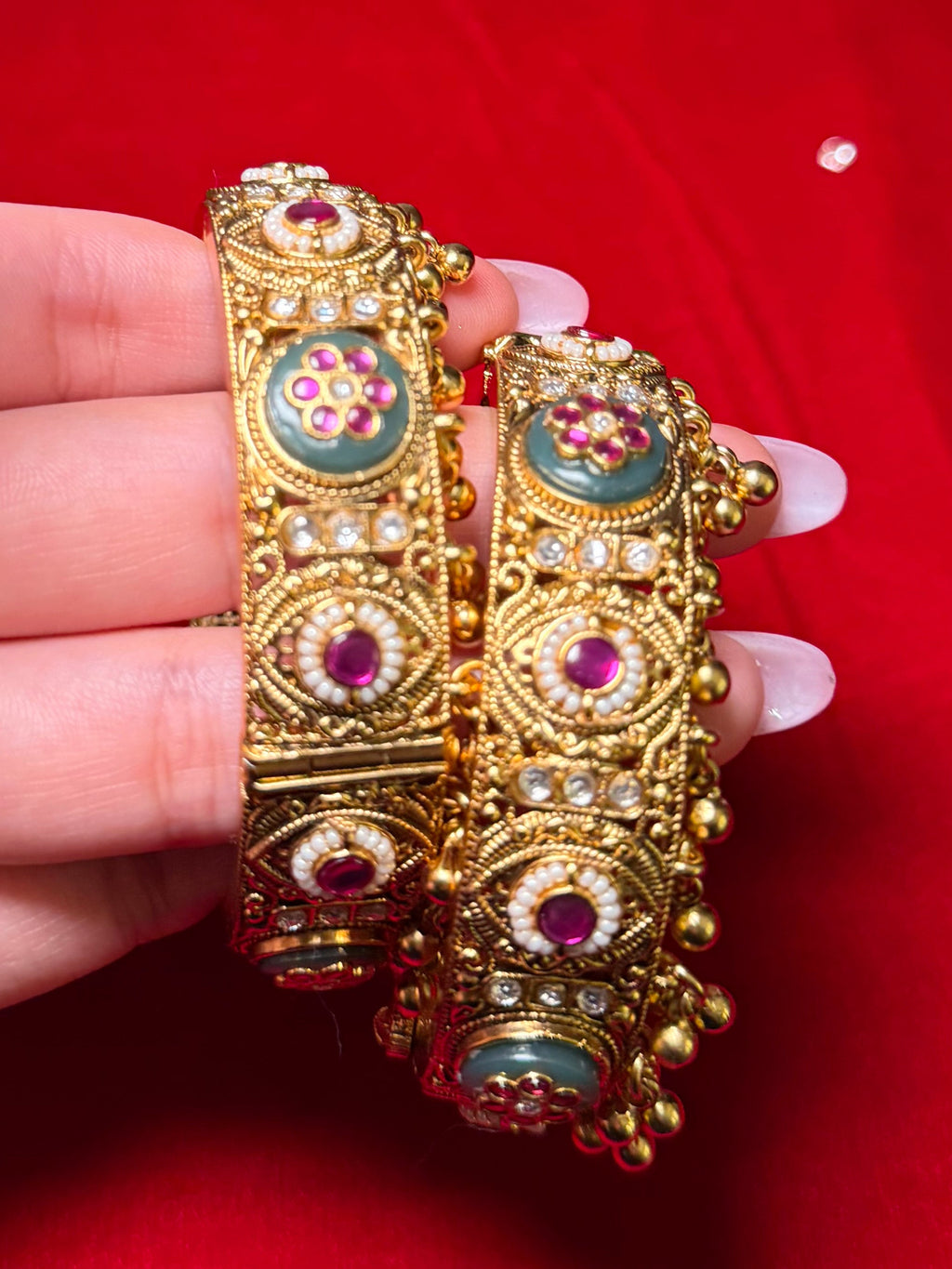Traditional Gold plated kashmiri kangan/kada with multi designs