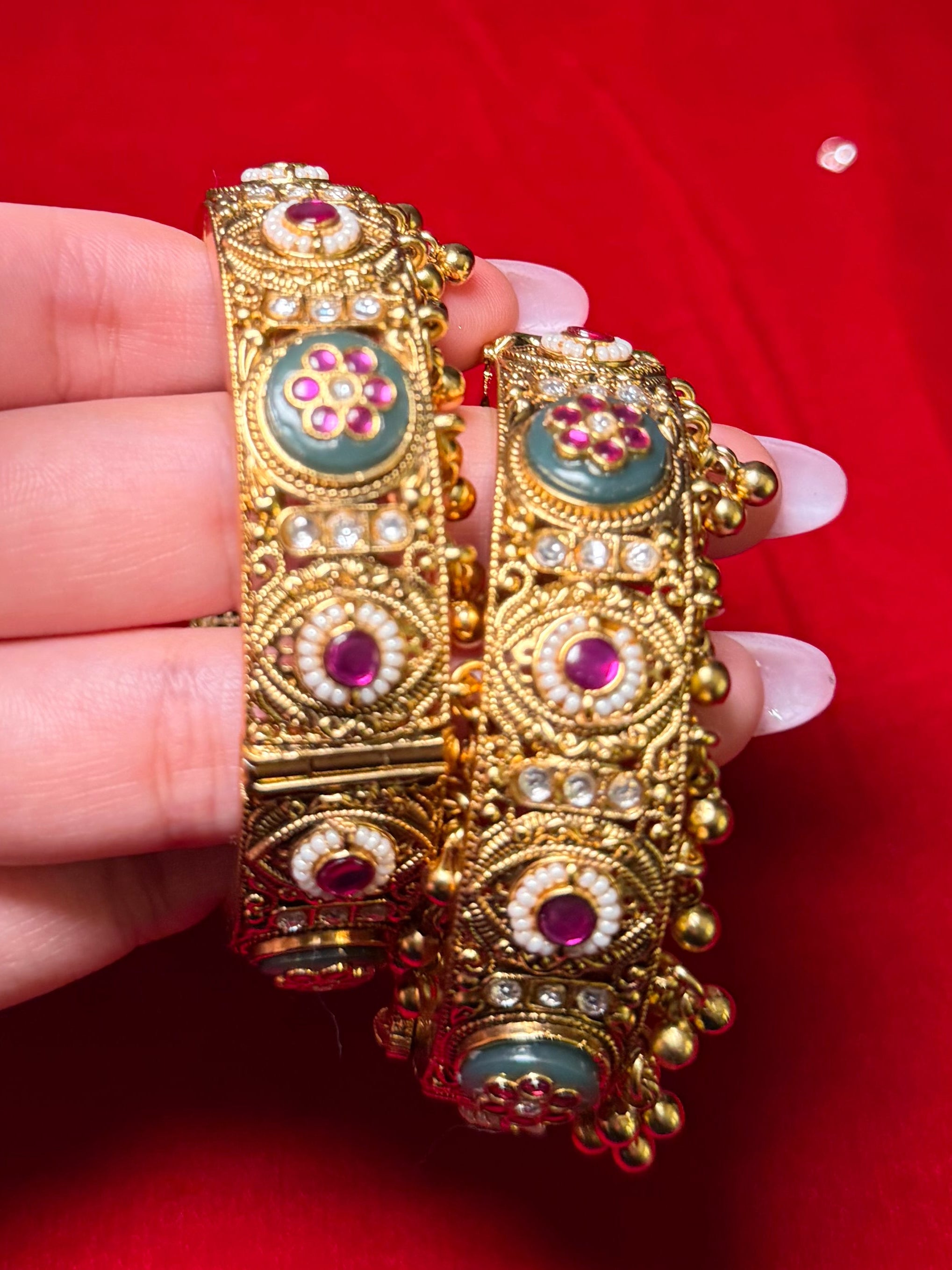 Traditional Gold plated kashmiri kangan/kada with multi designs
