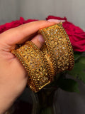 Gold plated kangan/kada floral designs with stones