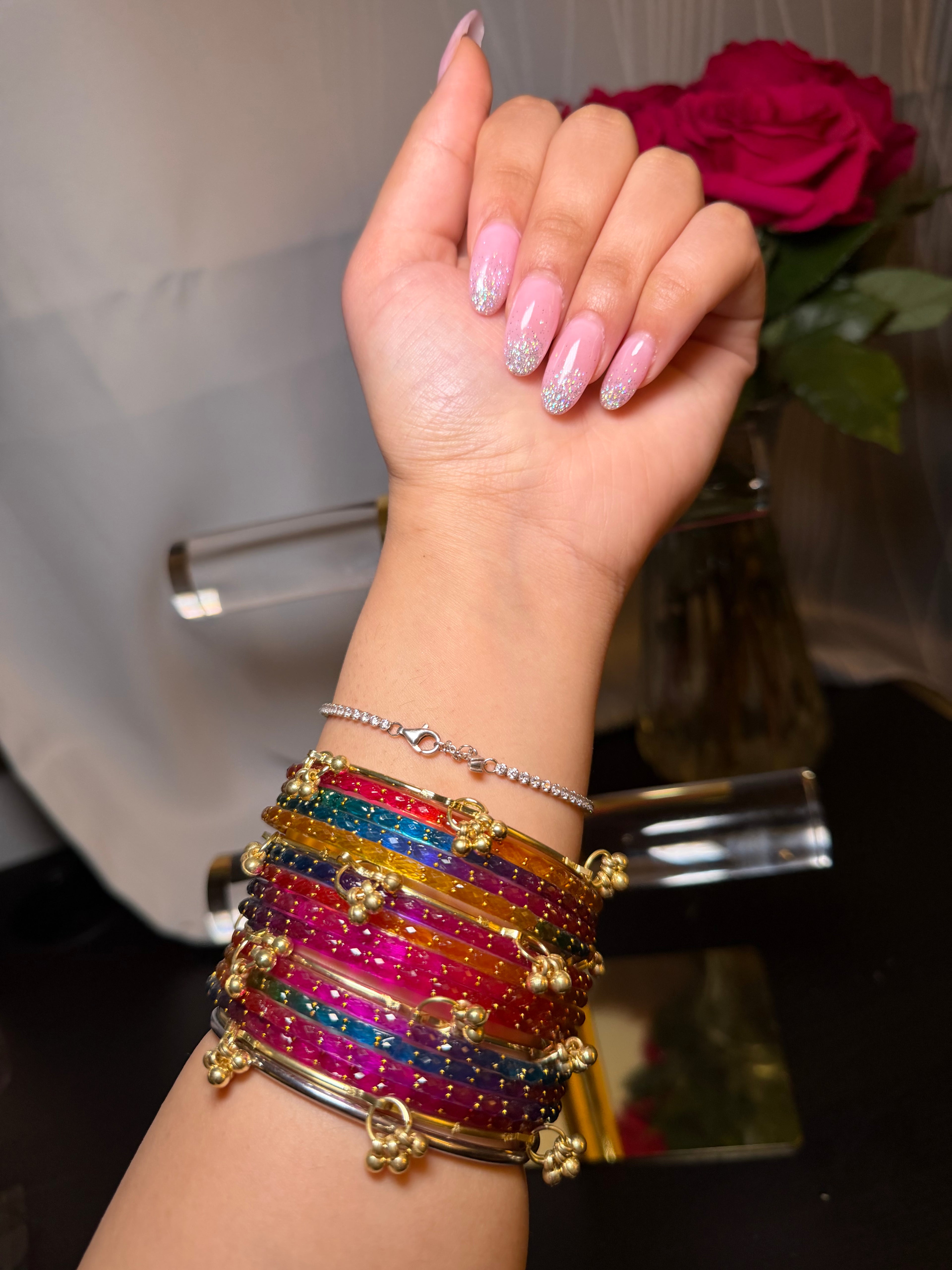 Dark multicolor kashmiri glass bangles