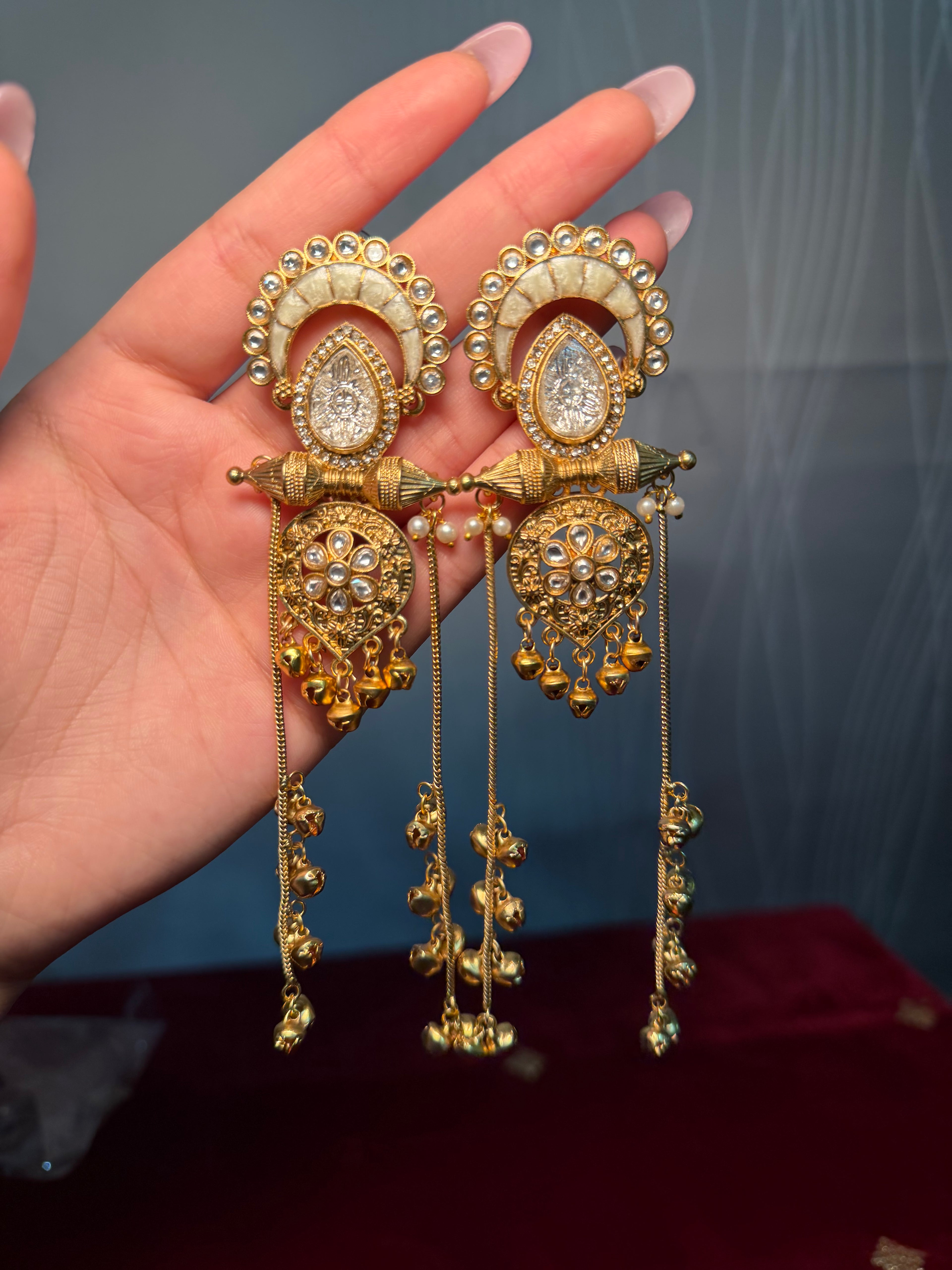 Gold plated kashmiri earrings