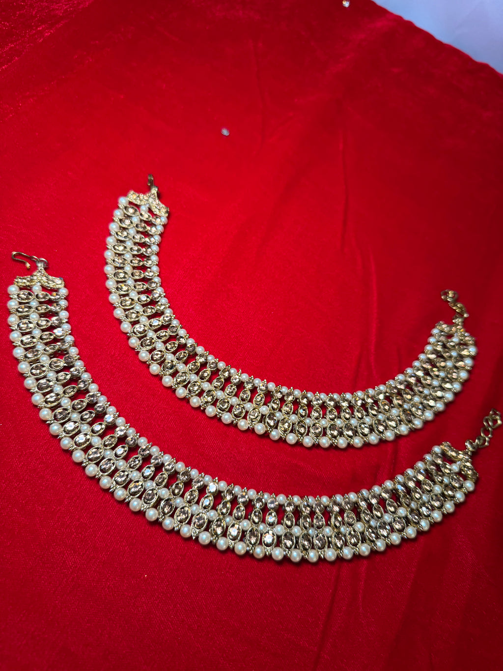 Heavy Bridal Pearl Jhanjara Anklet Pair-Gold Payal