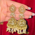 Golden stone jhumke