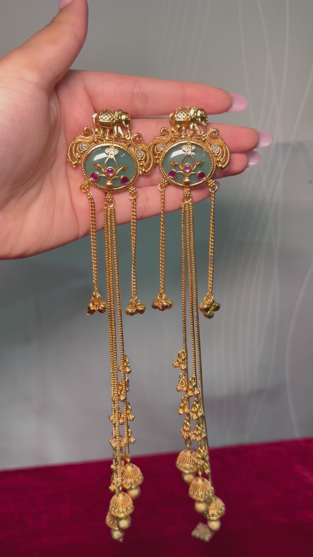 Gold plated kashmiri earrings