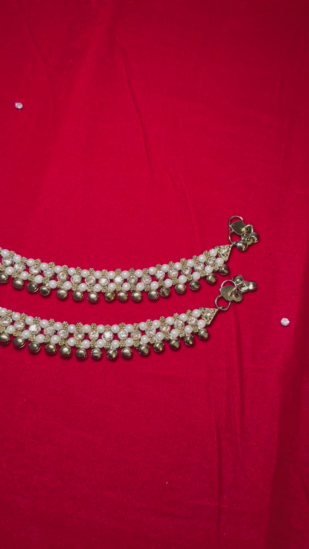 Pearl & Ghungru Jhanjara Anklet Pairs- Gold Payal