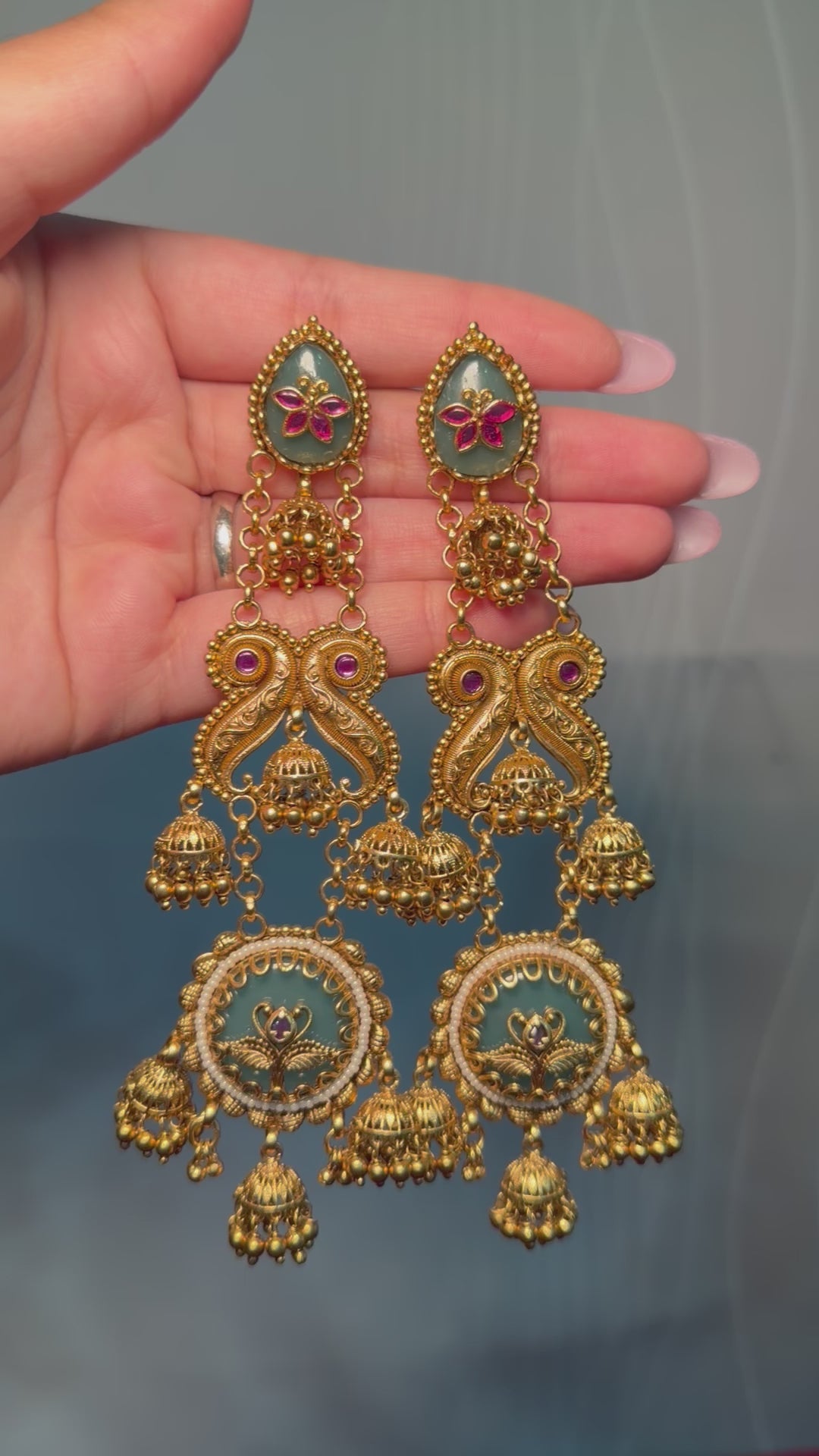 Gold plated Kashmiri earrings (royal look)