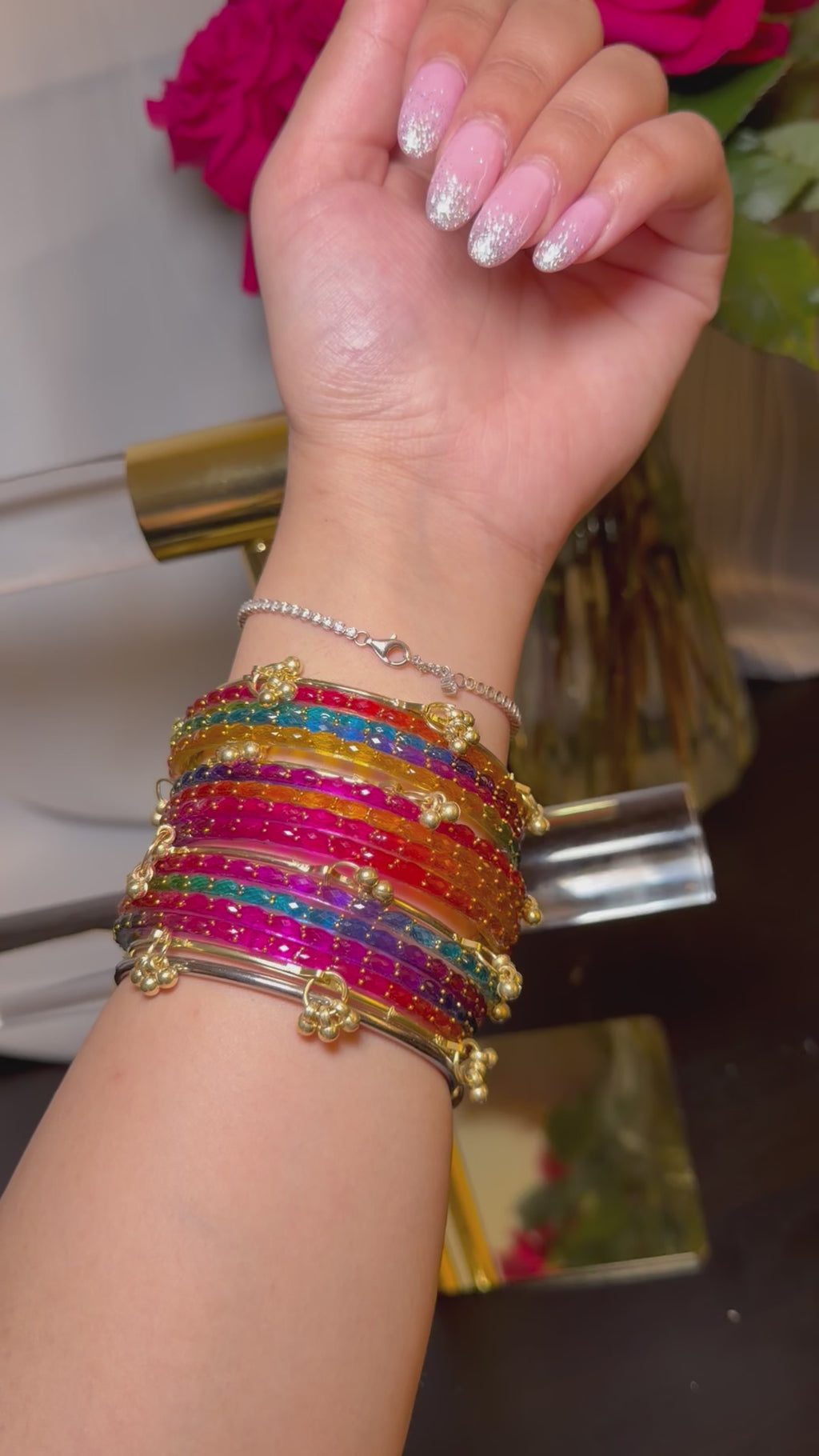 Dark multicolor kashmiri glass bangles