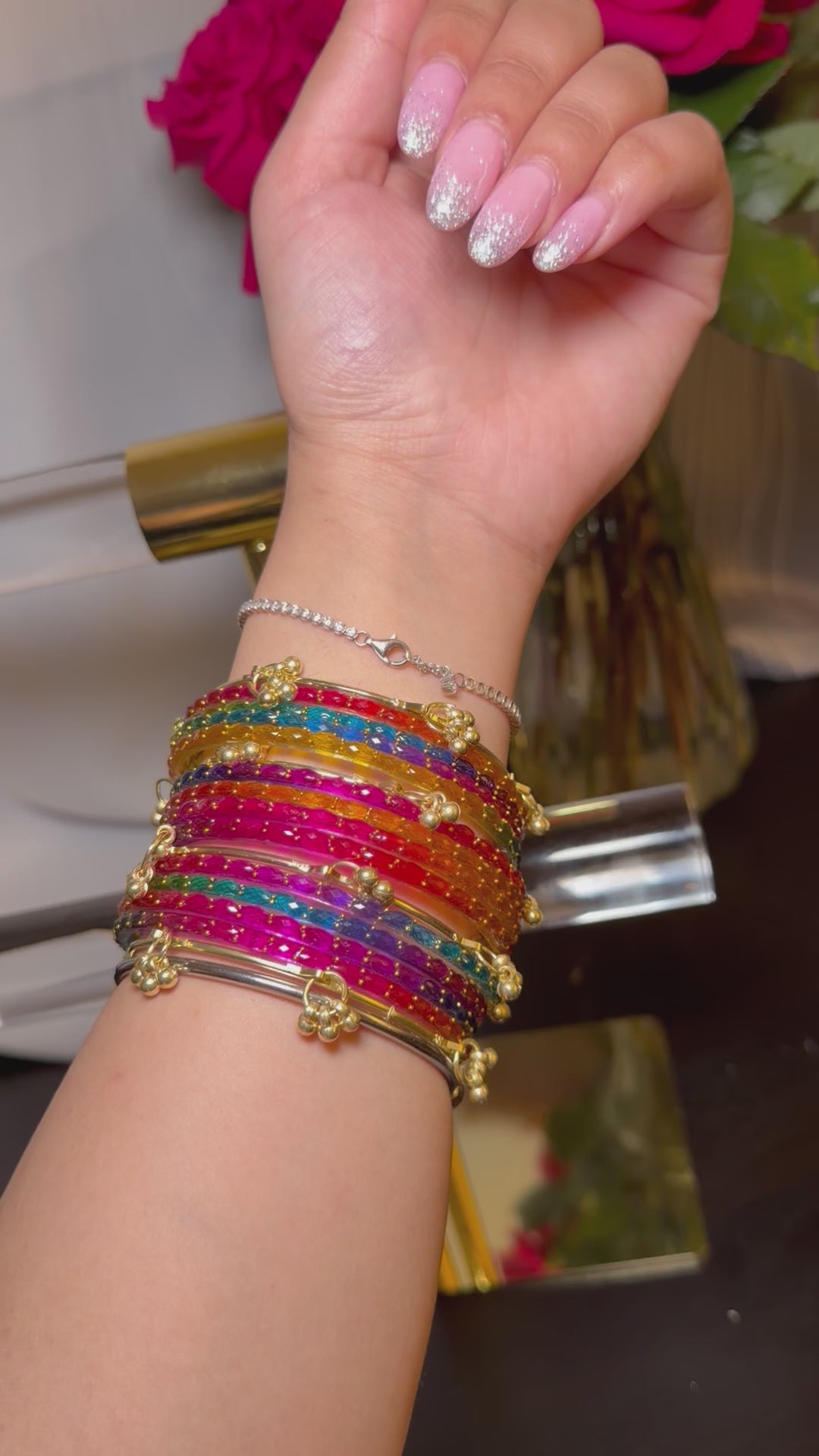 Dark multicolor kashmiri glass bangles