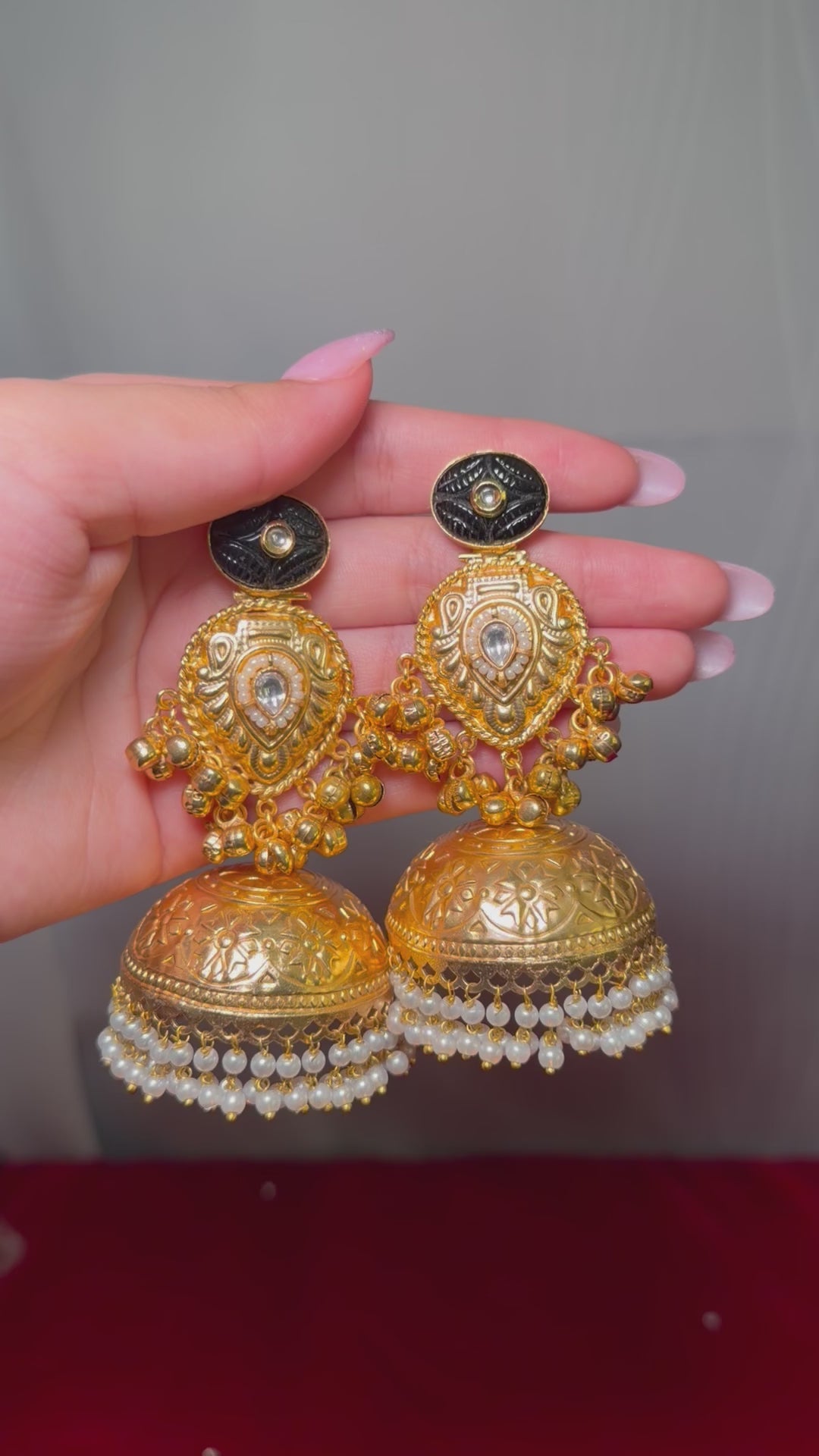 Golden jhumke with ghungru