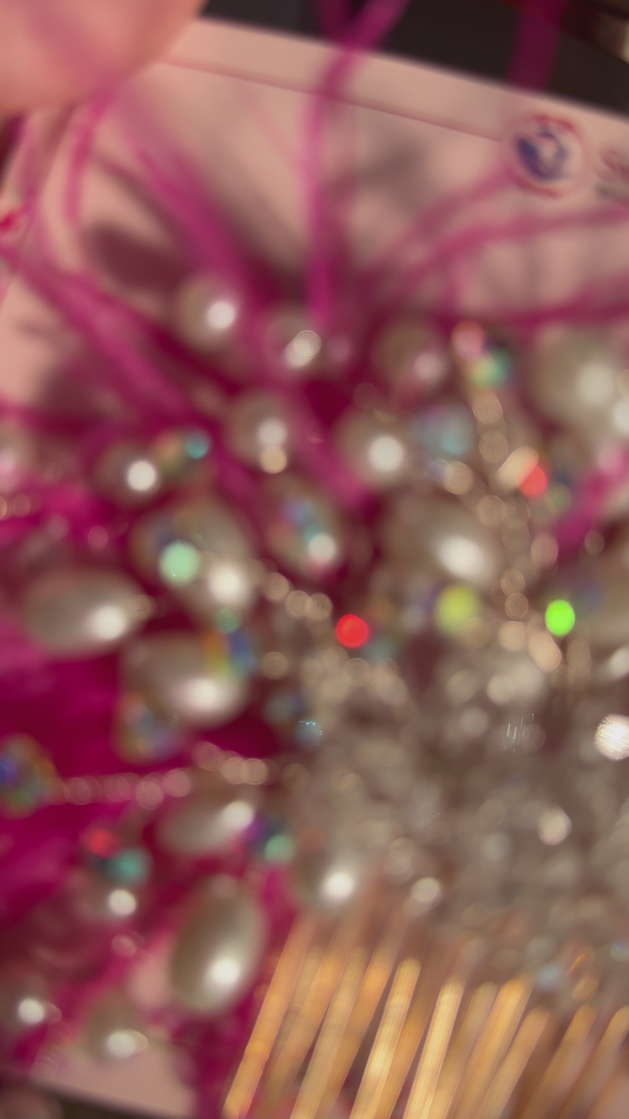 Pink feather pearl hair clip