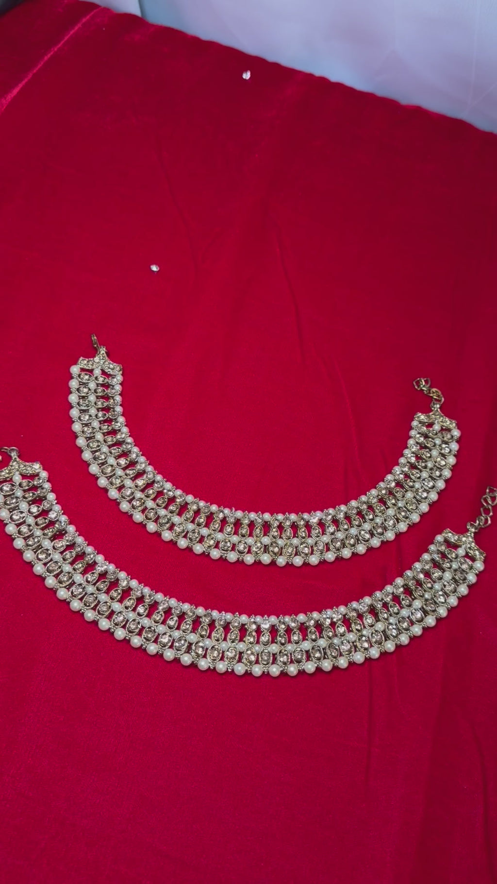Heavy Bridal Pearl Jhanjara Anklet Pair-Gold Payal