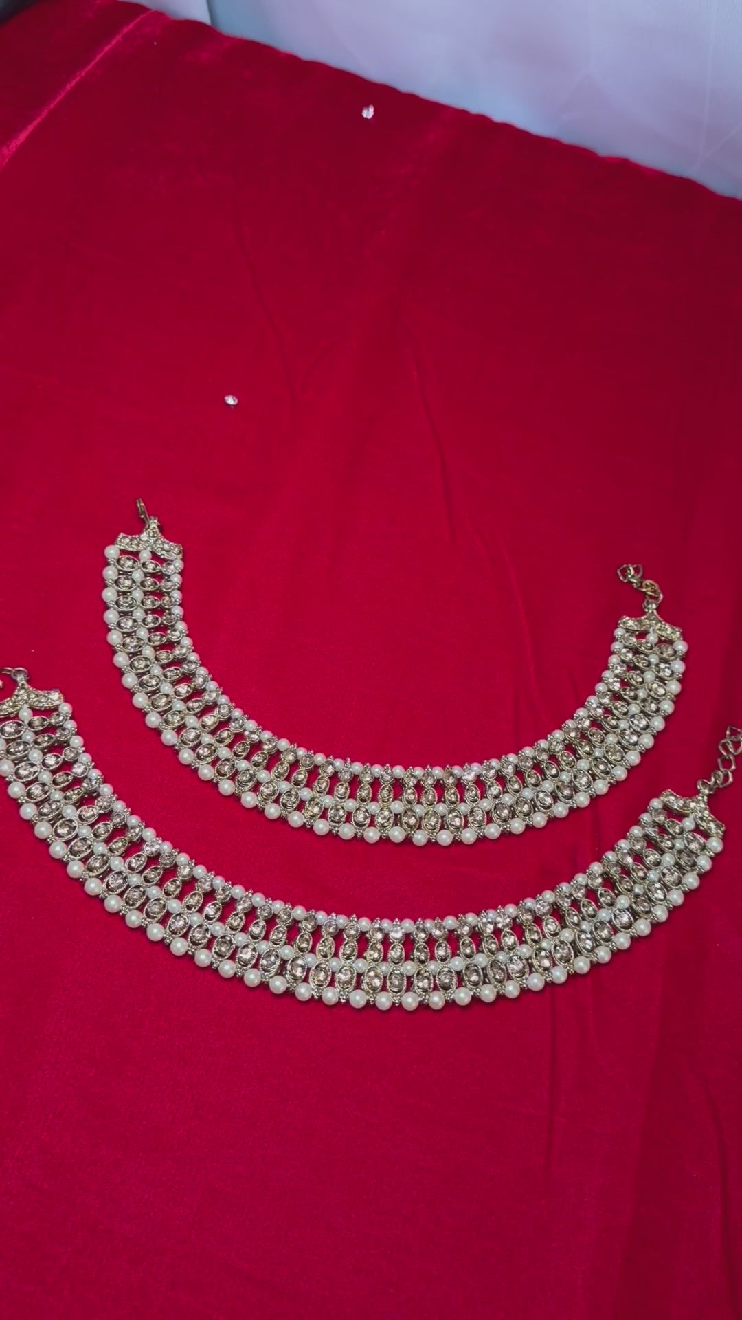Heavy Bridal Pearl Jhanjara Anklet Pair-Gold Payal