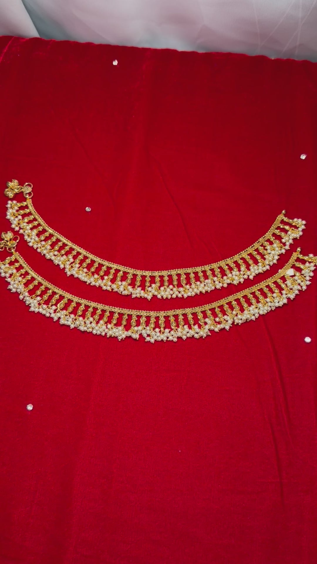 Premium pearl jhanjara anklet pair- heavy designer payal