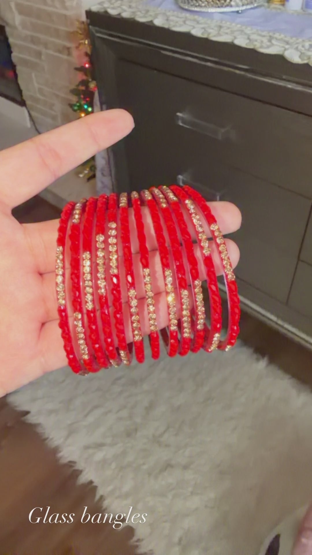 Red and golden glass bangles