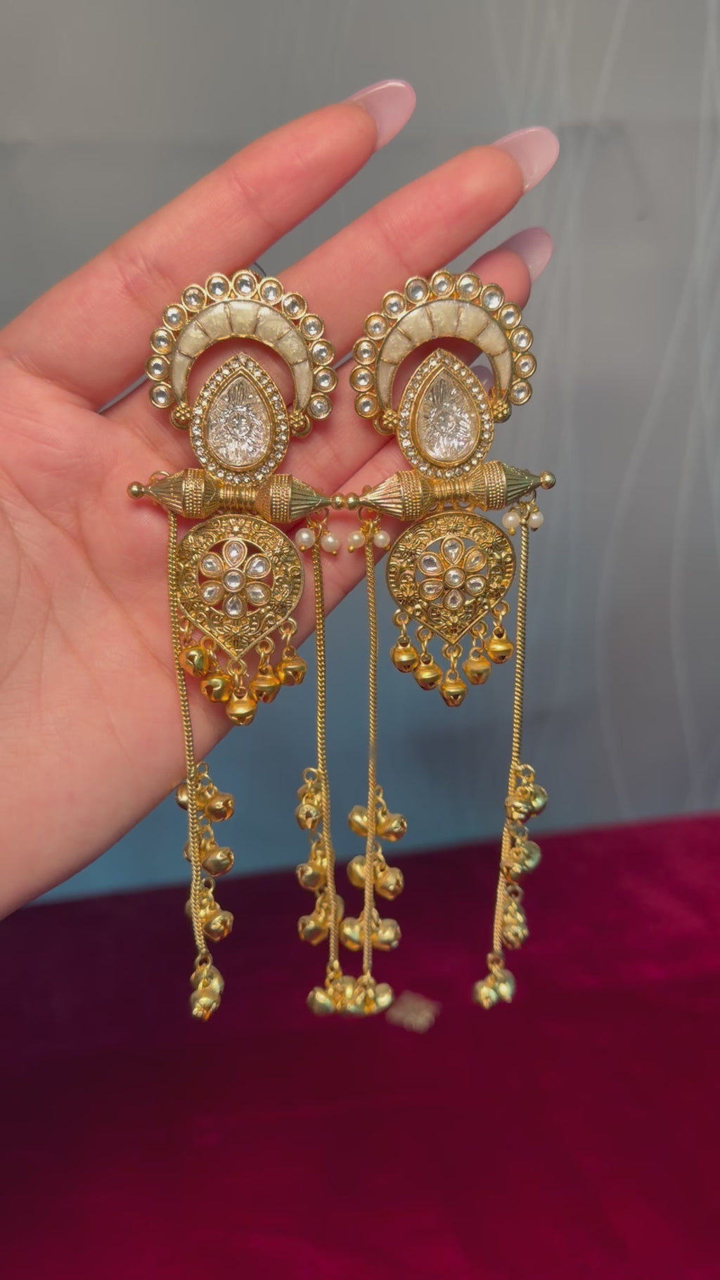 Gold plated kashmiri earrings