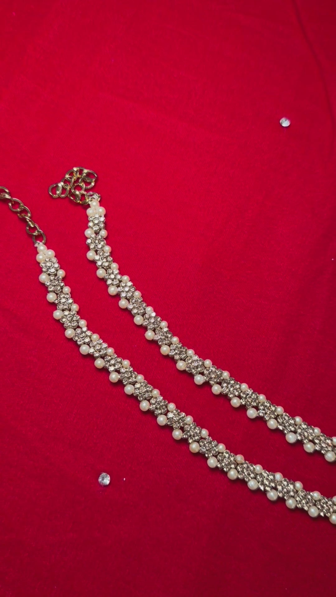 Elegant pearl anklet pair-Minimal gold payal