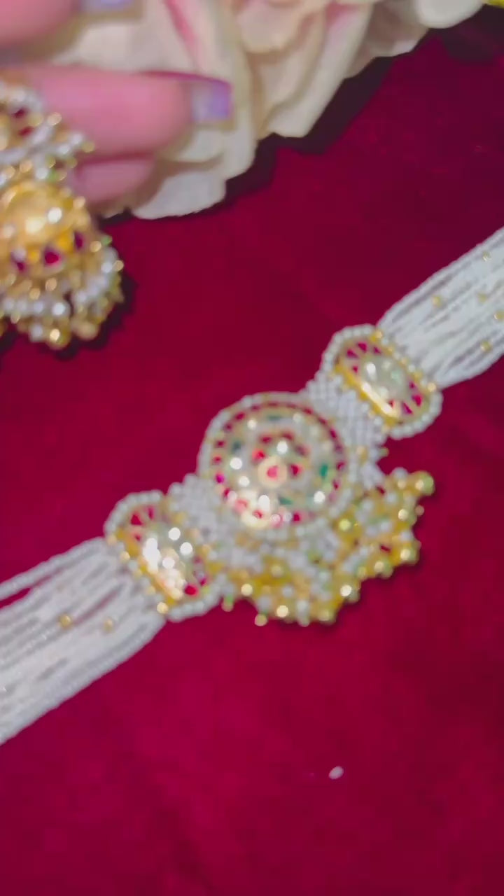 Stunning Pachi kundan choker set with jhumke