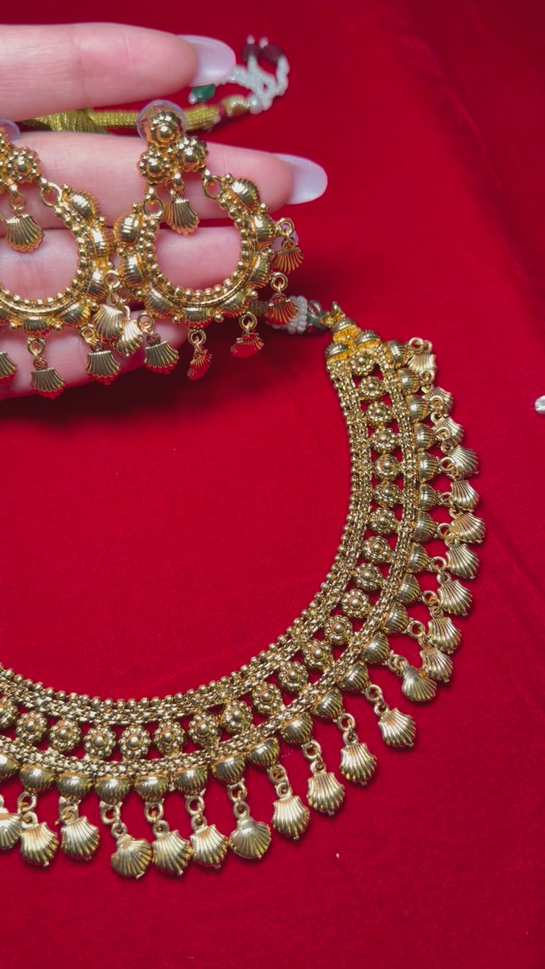 Next to real gold necklace set with tikka